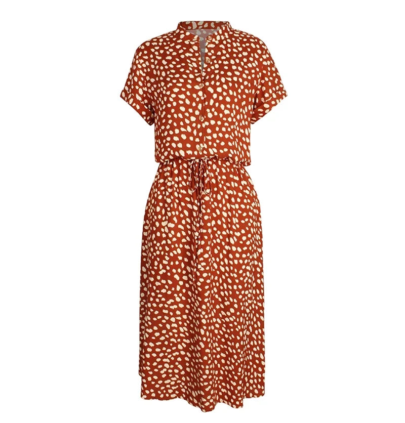 Levoire | Robe Midi Bohème Léopard Orange