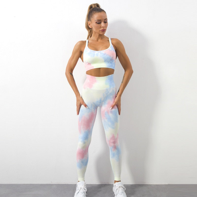 Levoire | Ensemble De Sport (Long) Un Ensemble D'Entraînement Tie Dyed Unique ! Ensemble bleu