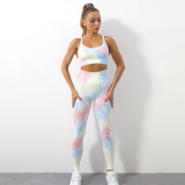 Levoire | Ensemble De Sport (Long) Un Ensemble D'Entraînement Tie Dyed Unique ! Ensemble bleu