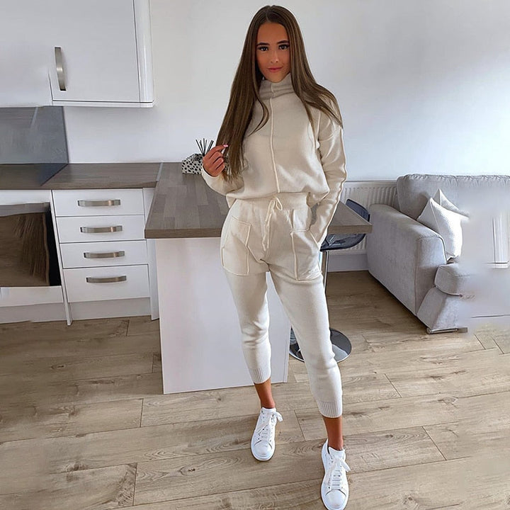 Levoire | Chemise À Col Haut & Pantalon À Cordes Ensemble Robe De Fête Beige