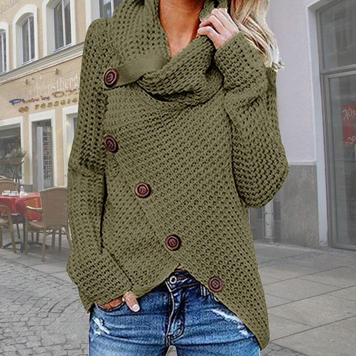 Levoire | Pull Long À Col Roulé À Manches Longues Avec Boutons Vert