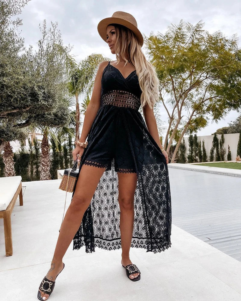 Levoire | Combinaison Avec Imprimé En Dentelle Noir