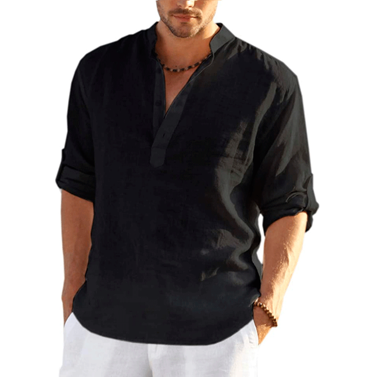 Levoire | Chemise En Lin Pour Hommes Unicolore noir