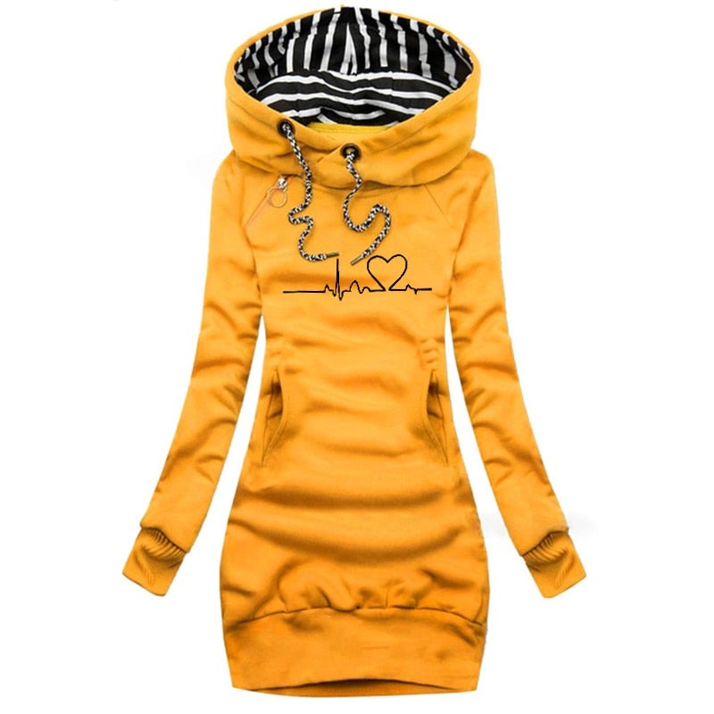 Levoire | Tunique À Capuche Tendance Confortable Et Elegante Femmes Jaune
