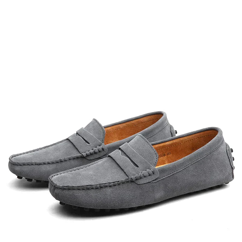 Levoire | Mocassins En Daim Pour Hommes Gris