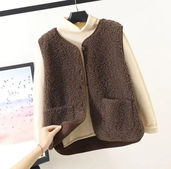 Levoire | Veste En Peluche Chaude Pour Femmes Avec Poches Kaki foncé