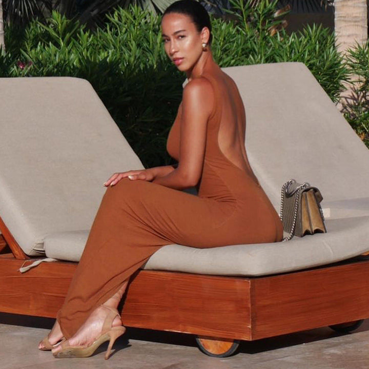 Levoire | Robe Maxi À Col Rond Dos Ouvert