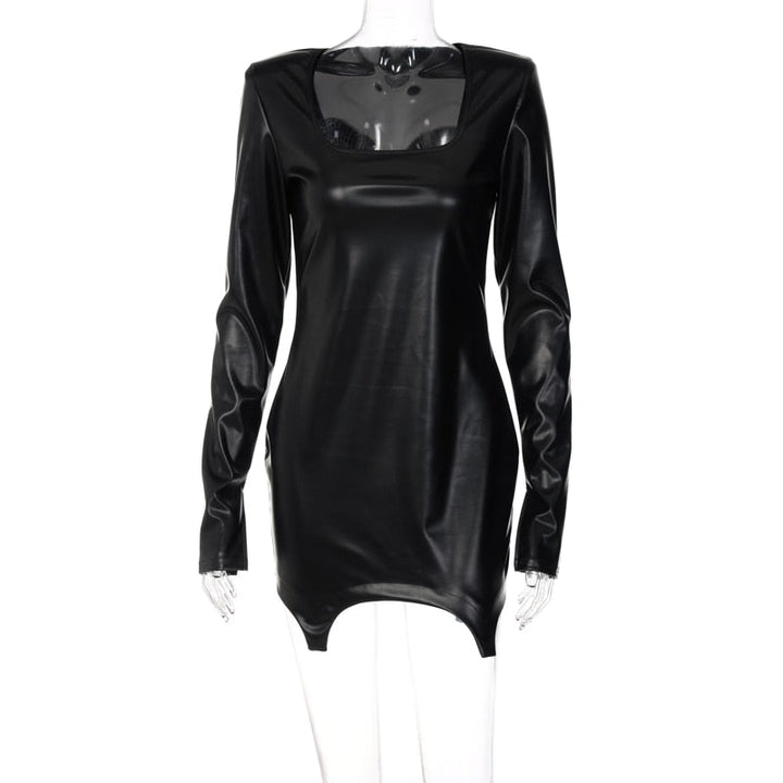Levoire | Robe Mini Froncée En Cuir Synthétique À Manches Longues