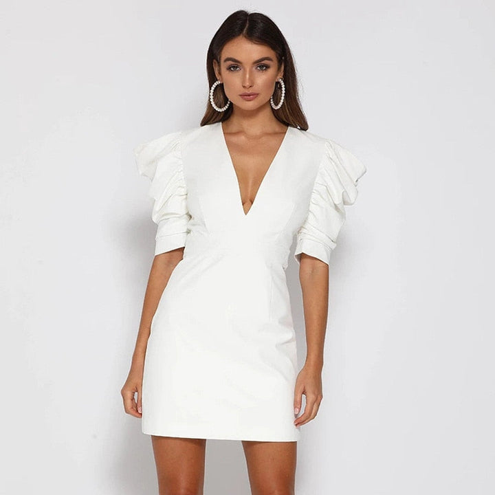 Levoire | Robe Puffihihalla Et Avec Décolleté En V En Blanc L