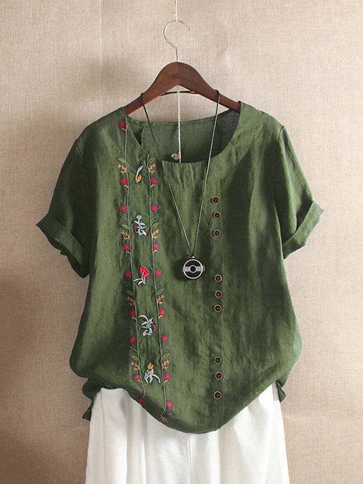Levoire | Blusa bordada rosa manga Vert militaire