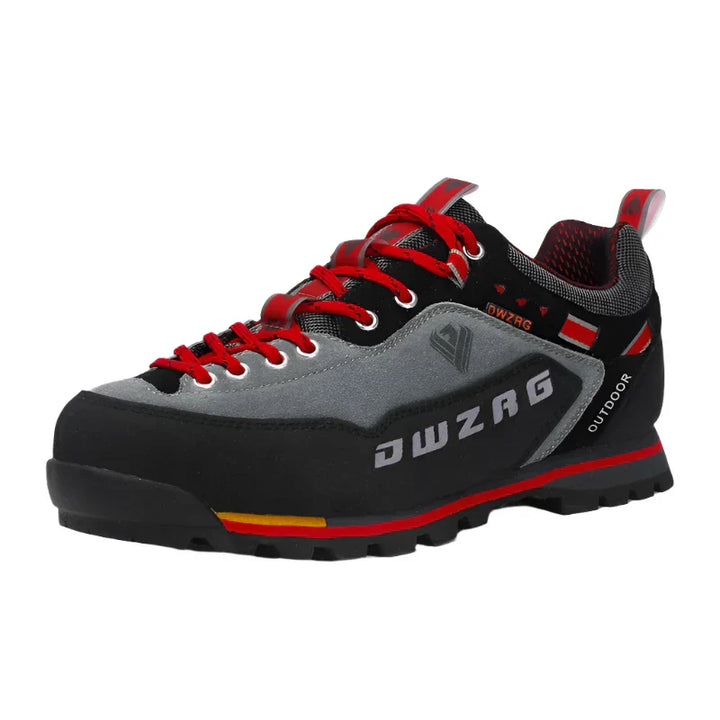 Levoire | Chaussures De Randonnée Imperméables Extra Durables Avec Lacets Pour Hommes Gris Rouge