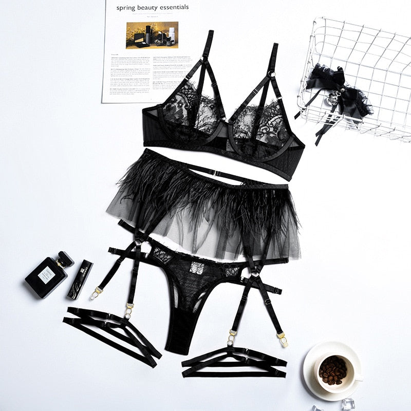 Levoire | Ensemble De Vêtements En Plumes Noir