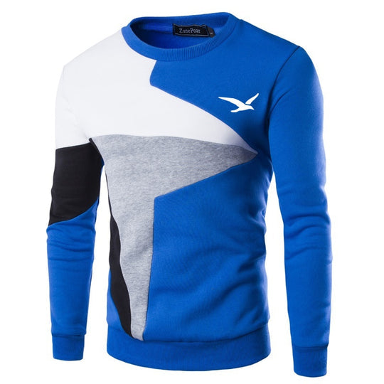 Levoire | Slim fit Manches longues Col rond T-shirt en coton Bleu