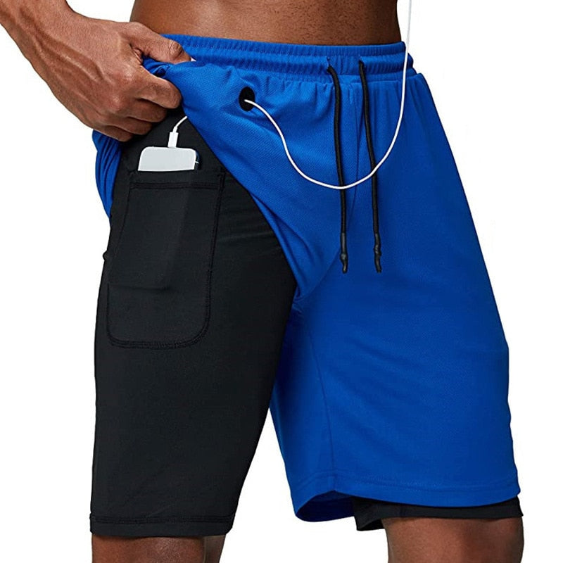 Levoire | Fit Shorts De Course Incl Trousse À Téléphone & Ouverture Pour Pièce Bleu