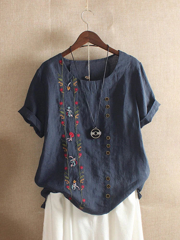 Levoire | Blusa bordada rosa manga Bleu