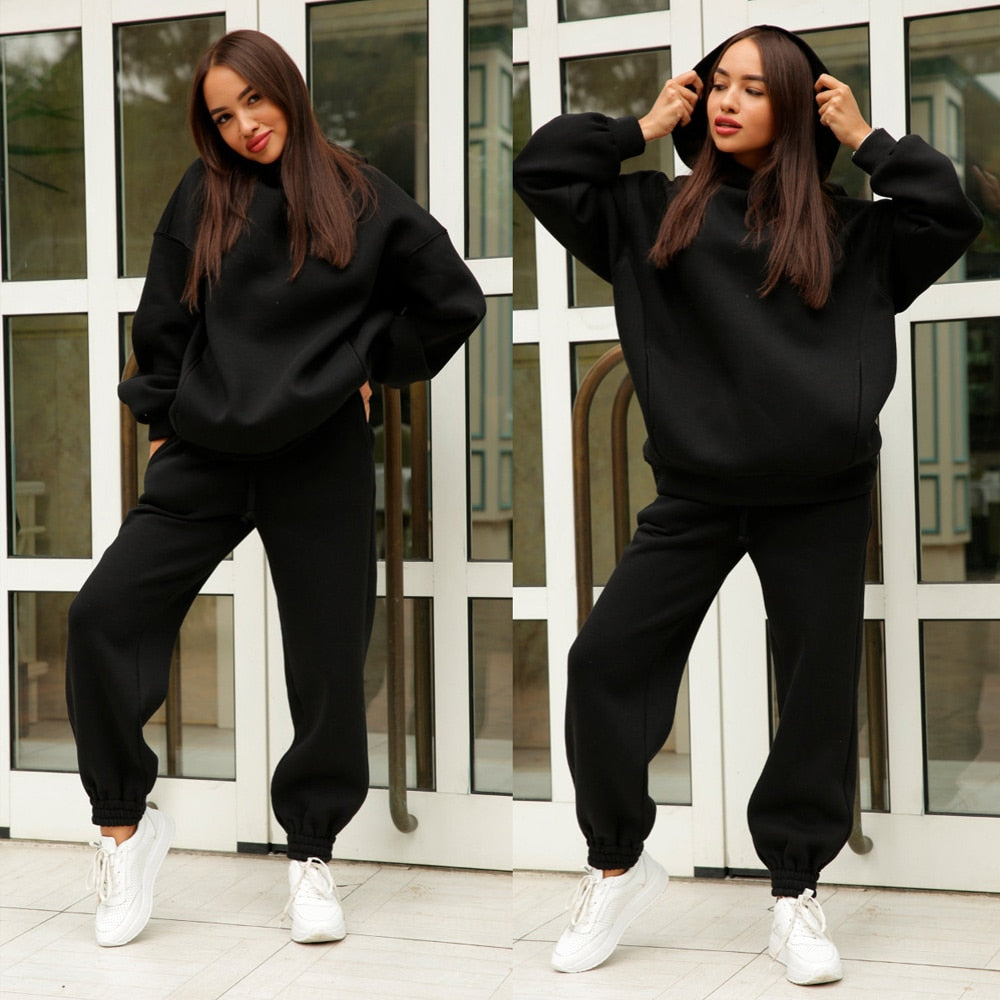 Levoire | Ensemble De Sport Surdimensionné Pour Femmes Noir
