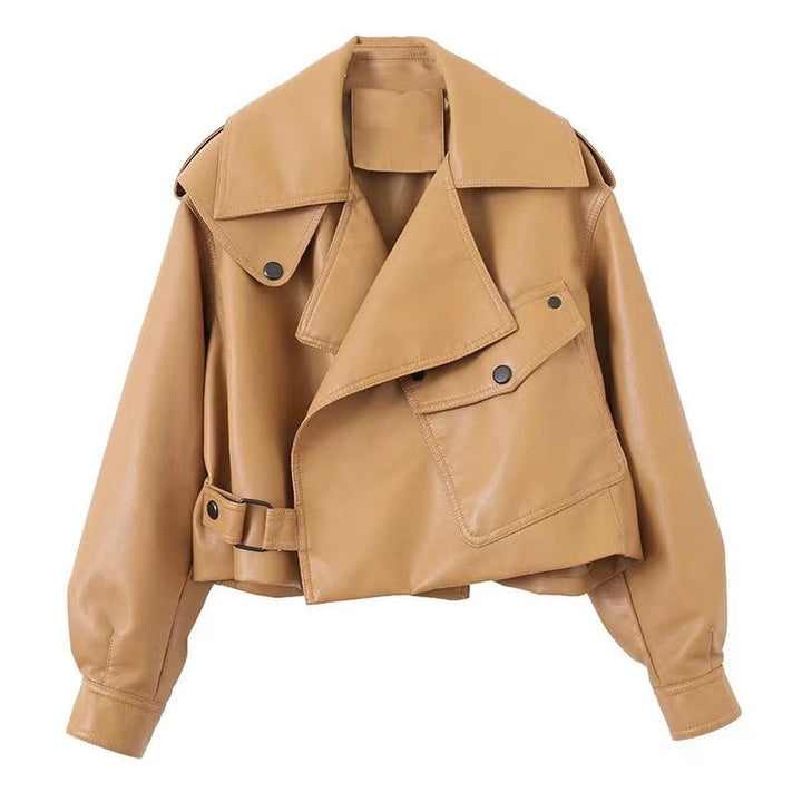 Levoire | Veste En Similicuir Élégante Khaki