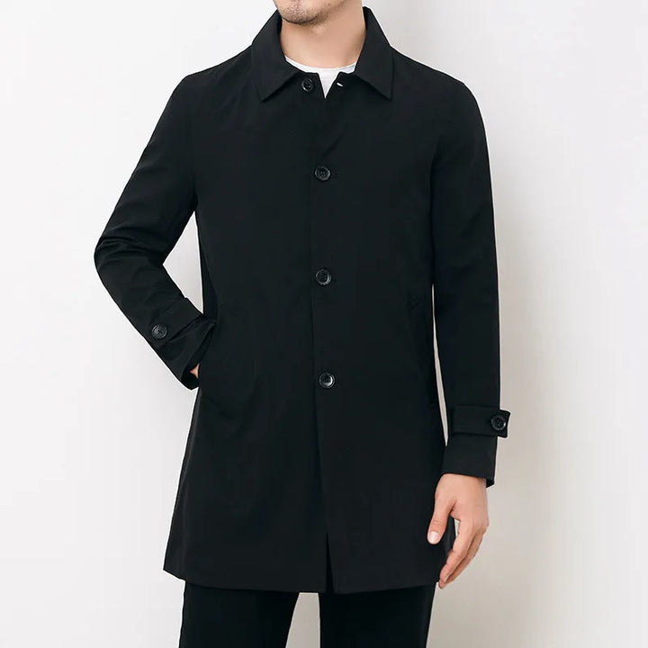 Levoire | Premium Décontracté Long Manteau De Transition Pour Hommes Noir