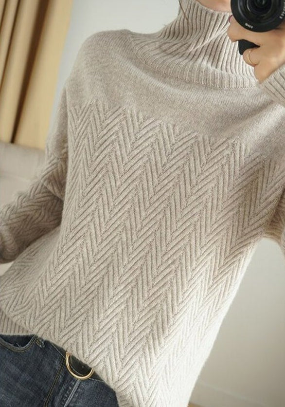 Levoire | Confort Classique Col Montant Tricoté Avec Motif Chevron