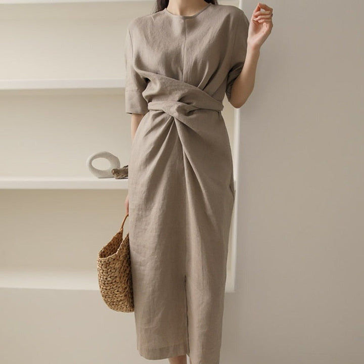 Levoire | Rento Robe Long Plissée Avec Encolure Ronde Et Coupe Lousse Avec Manches Mi-Longues