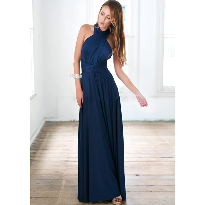 Levoire | Élégant Robe D'Été Wrap Sans Effort Bleu marine