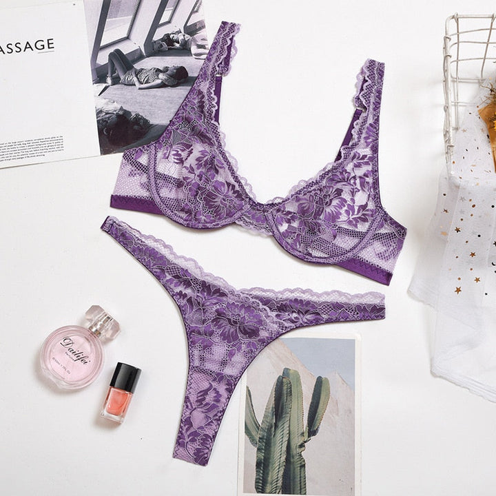 Levoire | Ensemble De Lingerie En Dentelle Lila