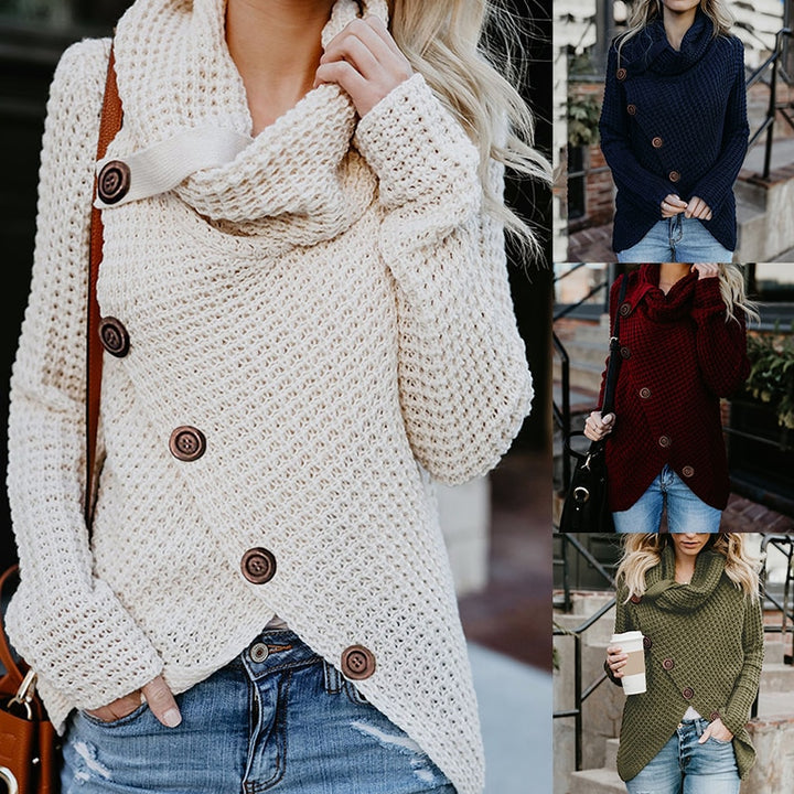 Levoire | Pull Long À Col Roulé À Manches Longues Avec Boutons