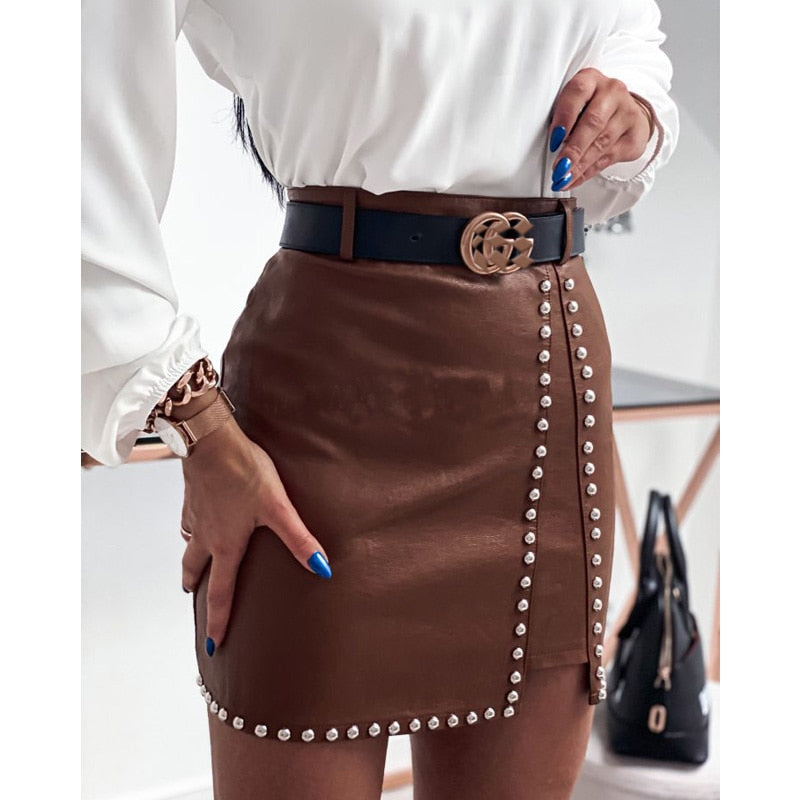 Levoire | Jupe Sexy En Cuir Synthétique Marron