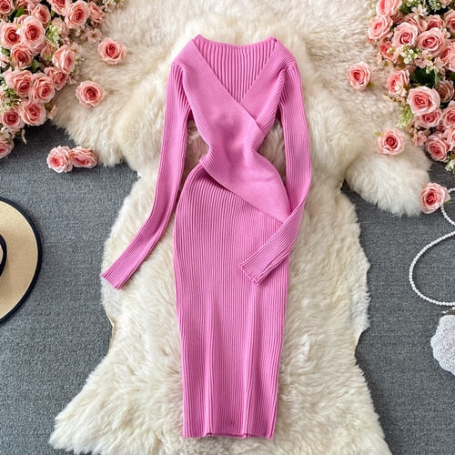 Levoire | Robe Tricot Été Manches Courtes Rose Rouge Une taille
