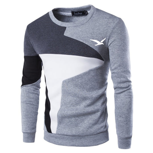Levoire | Slim fit Manches longues Col rond T-shirt en coton Gris