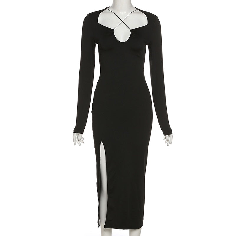 Levoire | Robe Maxi Croisée Fendue Élégante