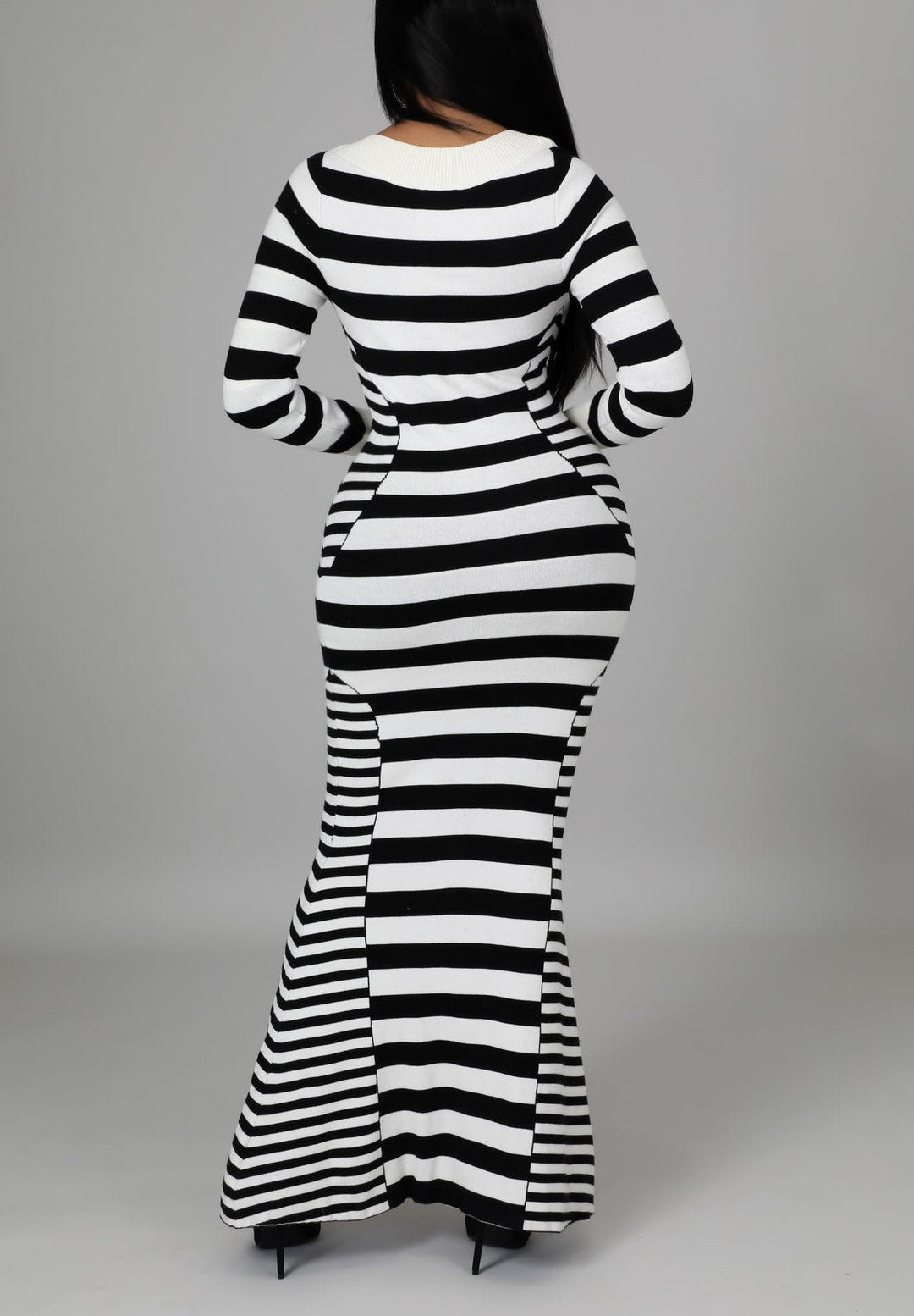 Levoire | Robe Maxi À Rayures V Manches Longues Havsalt