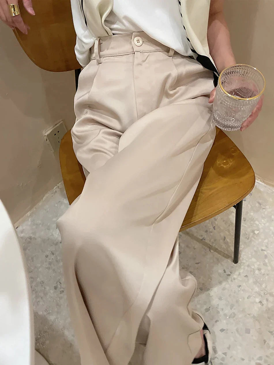 Levoire | Pantalons En Satin De Soie Pour Femmes Khaki