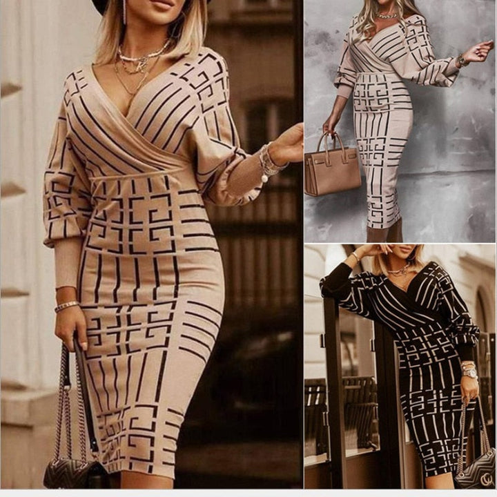 Levoire | Robe Midi Col V Manches Longues