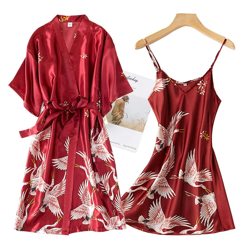Levoire | Ensemble De Nuit Peignoir Et Chemise De Nuit Rot