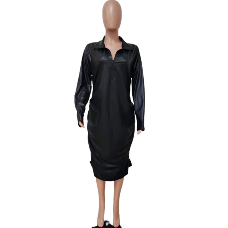 Levoire | Robe Midi À Manches Longues En Pu Skinn Surpoids