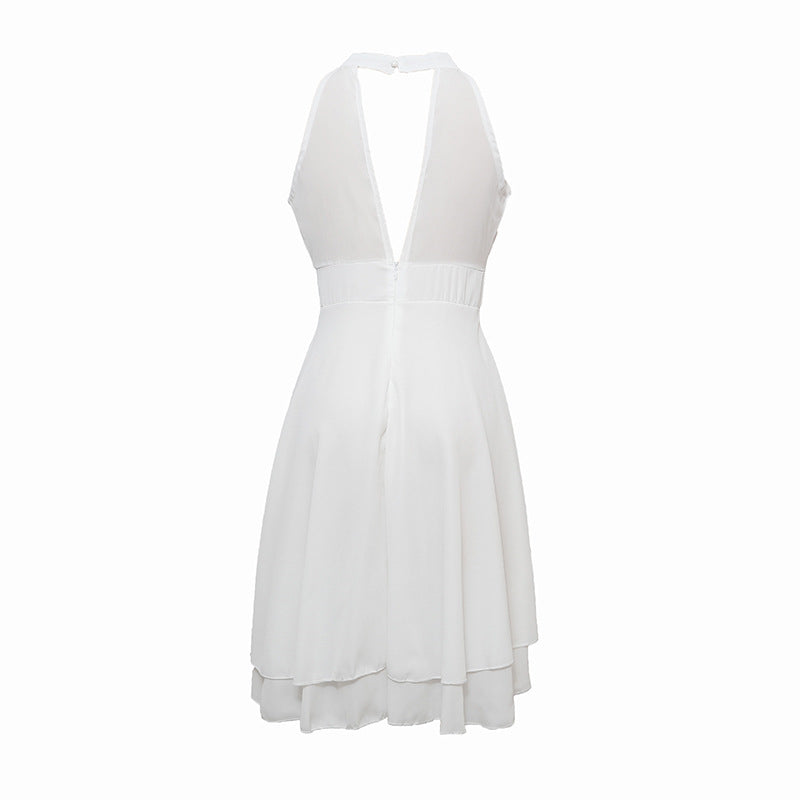 Levoire | Robe D'Été À Bretelles Taille Haute Sans Manches En Chiffon Midi Superposée Ajustement Slim