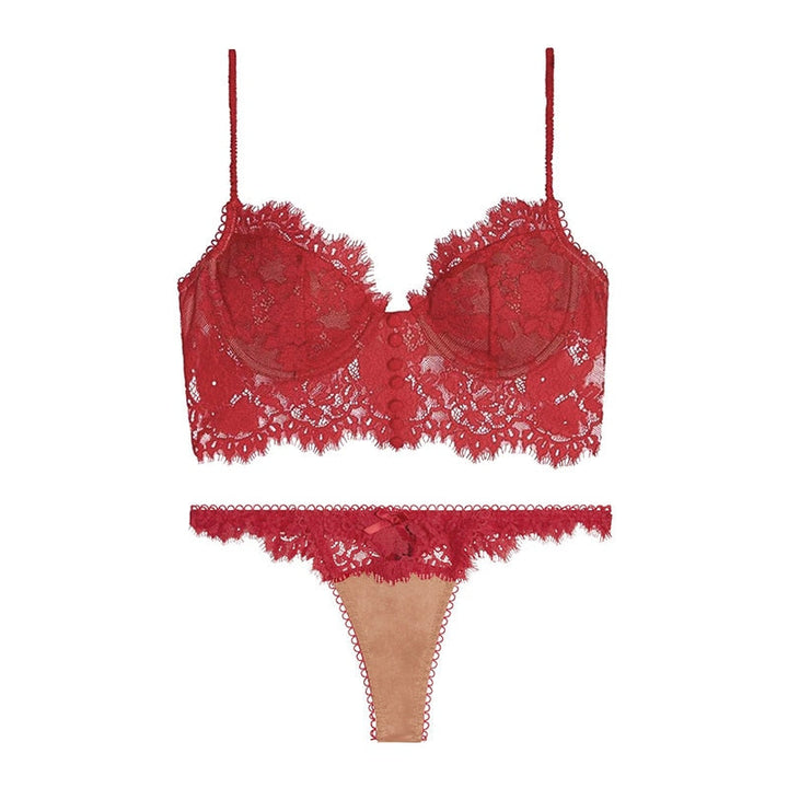 Levoire | Dentelle Set Lingerie Avec Boutons Décoratifs Rot