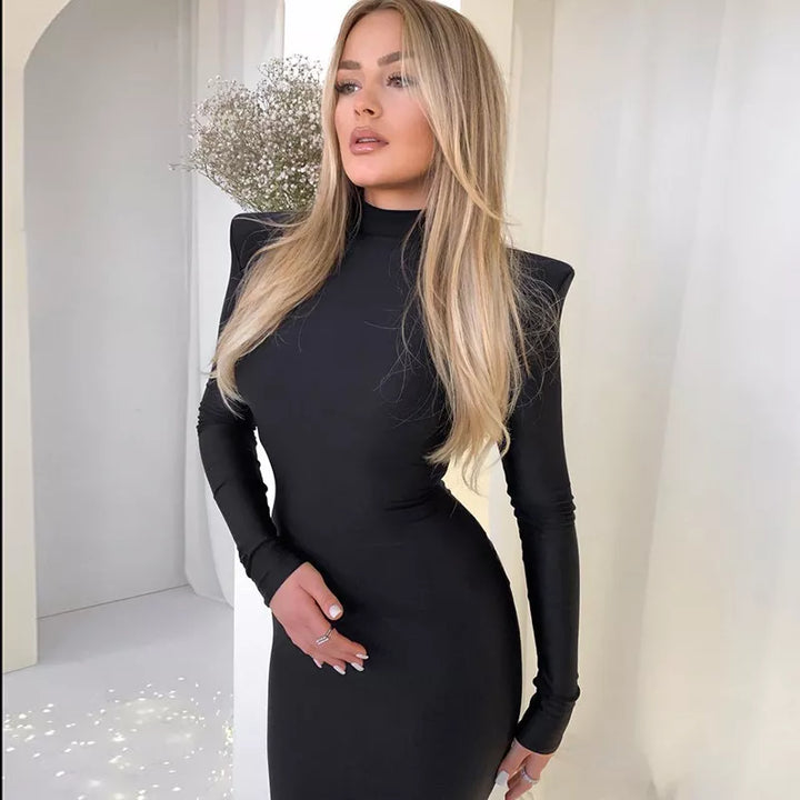 Levoire | Robes À Manches Longues Avec Épaulettes Col Montant Maxi Robes
