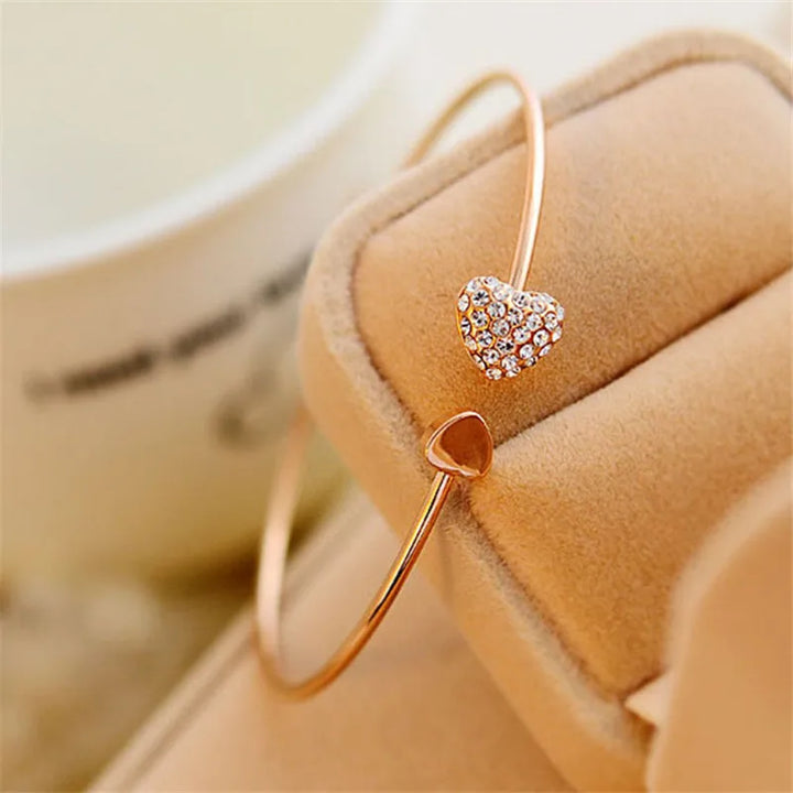 Levoire | Bracelet Cœur Ajustable En Cristal Or