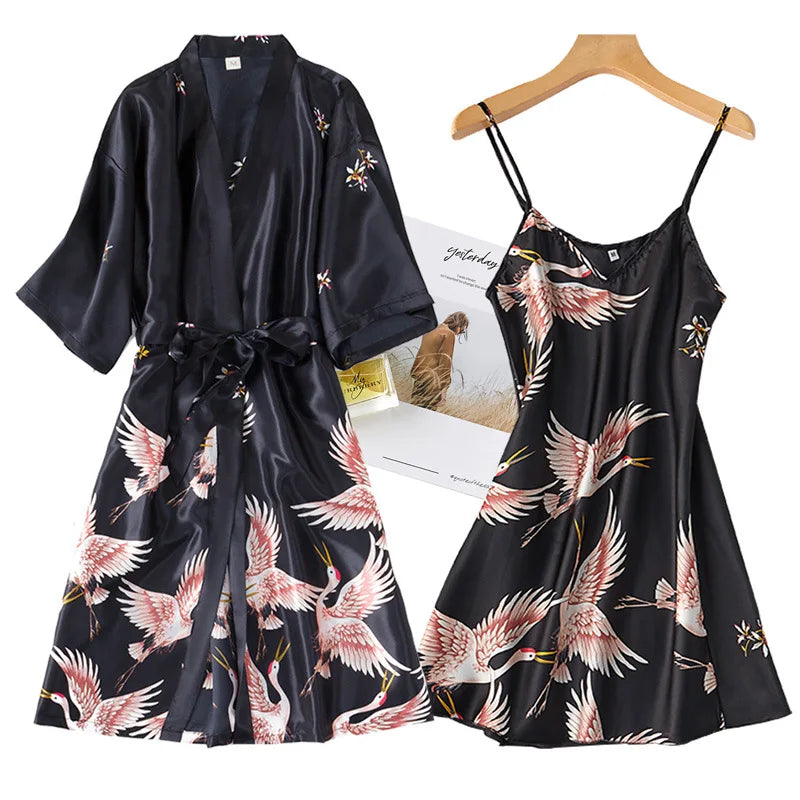 Levoire | Ensemble De Nuit Peignoir Et Chemise De Nuit Noir