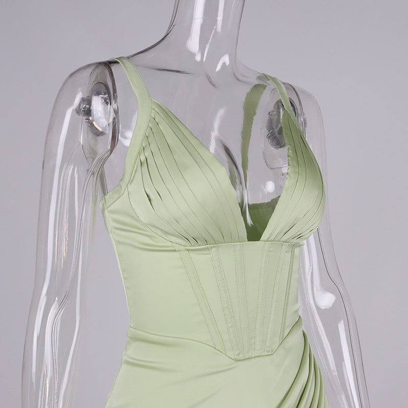 Levoire | Soutien-Gorge Satin Halter Ceinture Froncée Midi