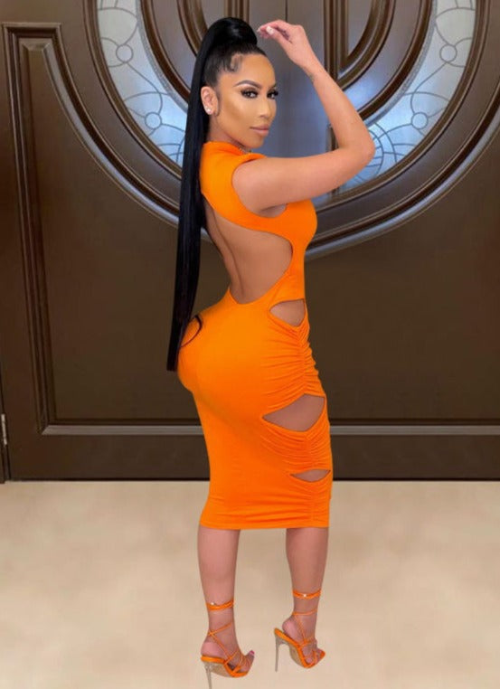 Levoire | O-Cou Robe Midi Bodycon Découpée Sur Les Côtés