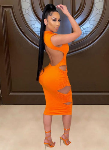 Levoire | O-Cou Robe Midi Bodycon Découpée Sur Les Côtés