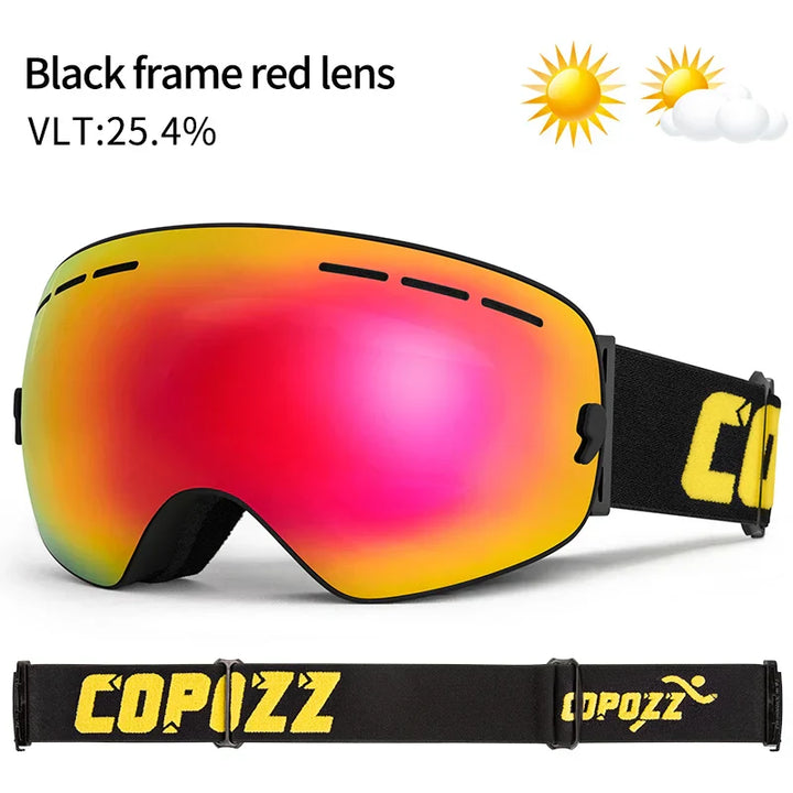 Levoire | De Ski Unisexe Uv400 Anti-Buée Monture Noire Verres Rouges