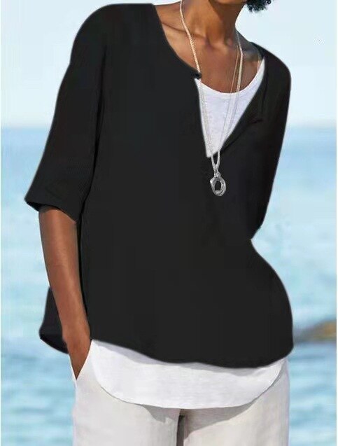 Levoire | Chemise À Col En V Pour Femmes Noir