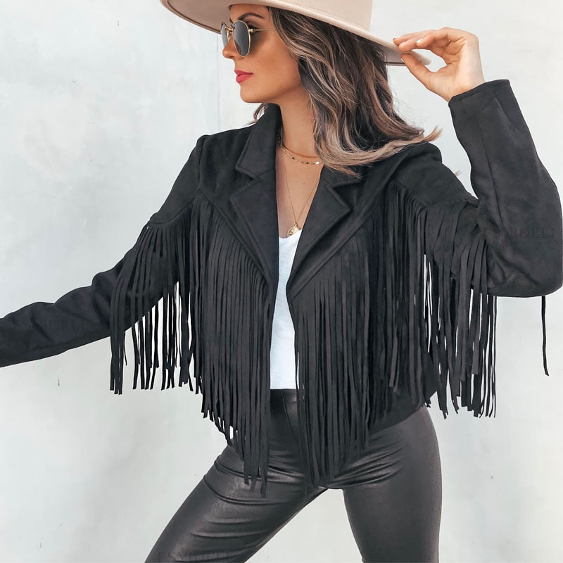 Levoire | Veste En Cuir Nubuck Avec Franges