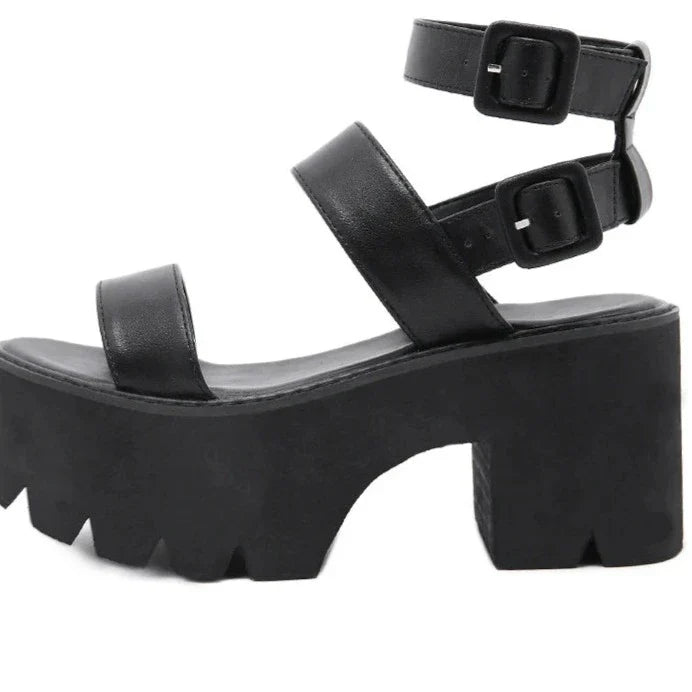 Levoire | Sandales À Talons Épais Noires Avec Bride