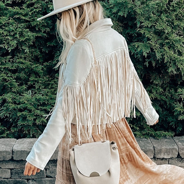 Levoire | Veste En Cuir Nubuck Avec Franges