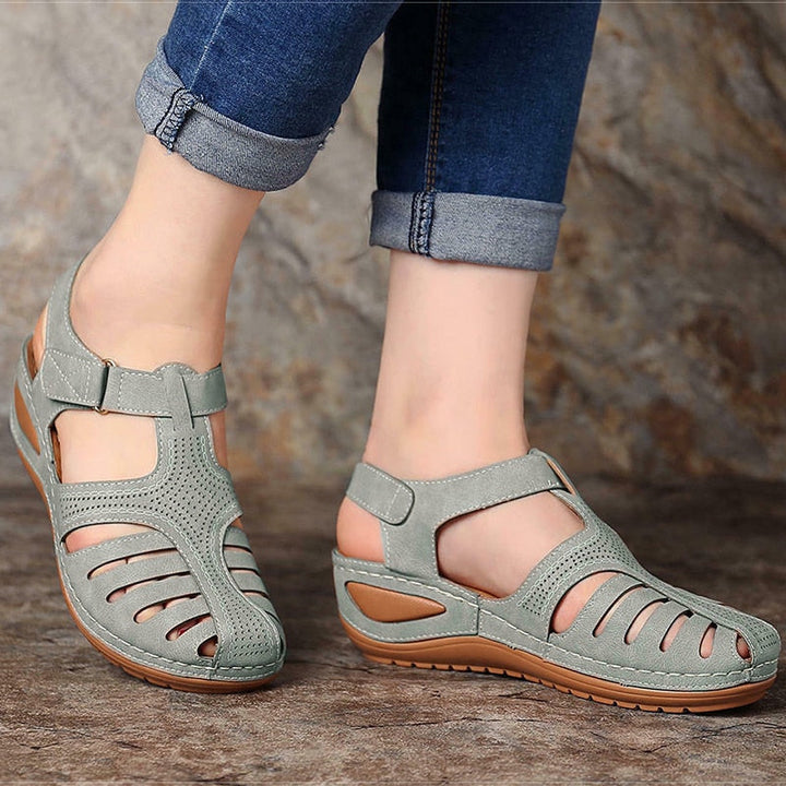 Levoire | Sandales À Fermeture Velcro Pour Femmes Et Talon Gris